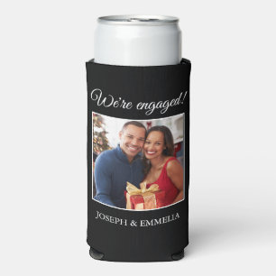 Black Engagement Party Photo Happily Ever After Seltzer Can Cooler