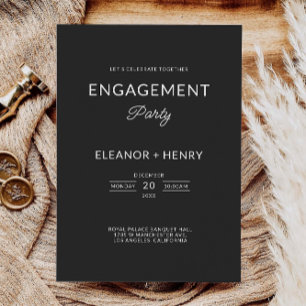 Black Engagement Party Wedding Invitation