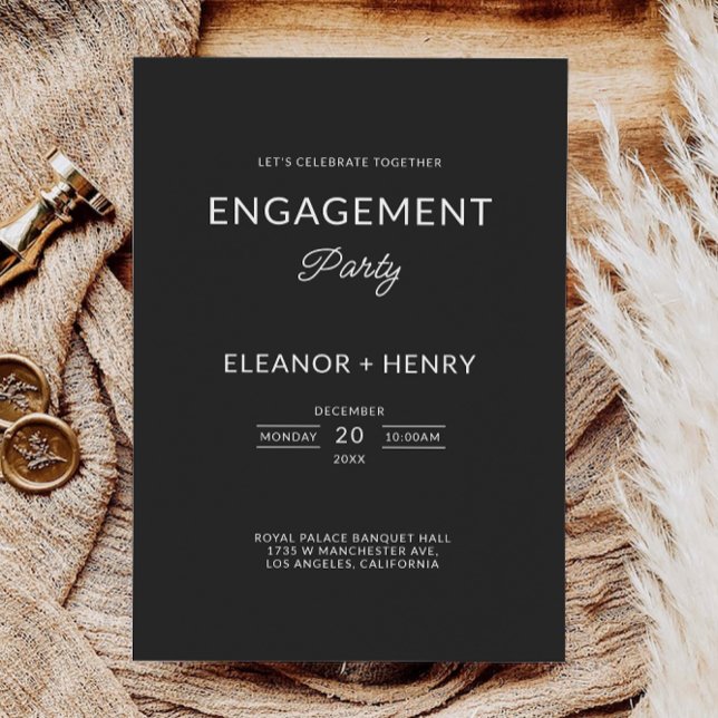 Black Engagement Party Wedding Invitation (Black Engagement Party Wedding Invitation)