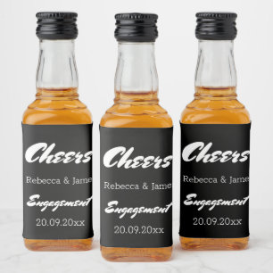 Black Engagement Wedding Party Favours Cheers Liquor Bottle Label