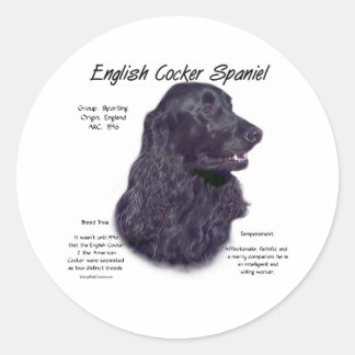 Black English Cocker Spaniel History  Classic Round Sticker