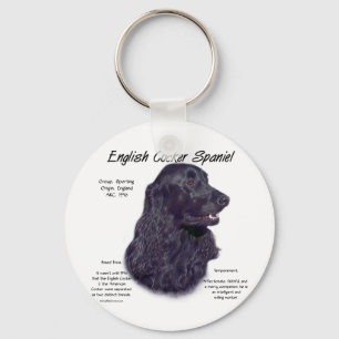Black English Cocker Spaniel History Key Ring