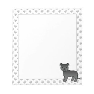 Black English Staffie Cute Cartoon Dog Notepad