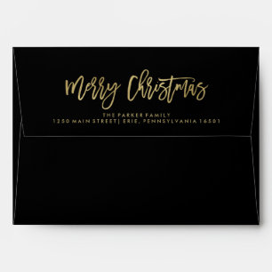 Black Envelope with Faux Gold   Merry Christmas