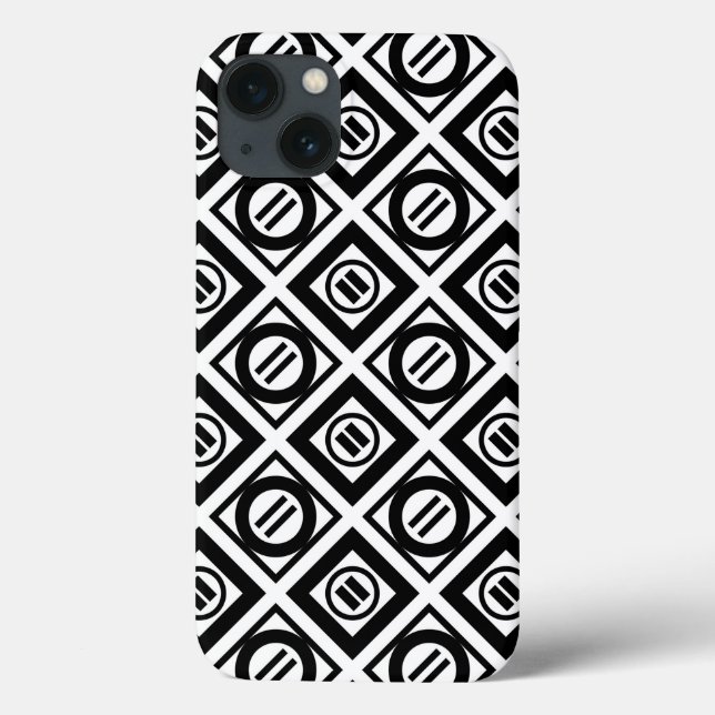 Black Equal Sign Geometric Pattern on White Case-Mate iPhone Case (Back)