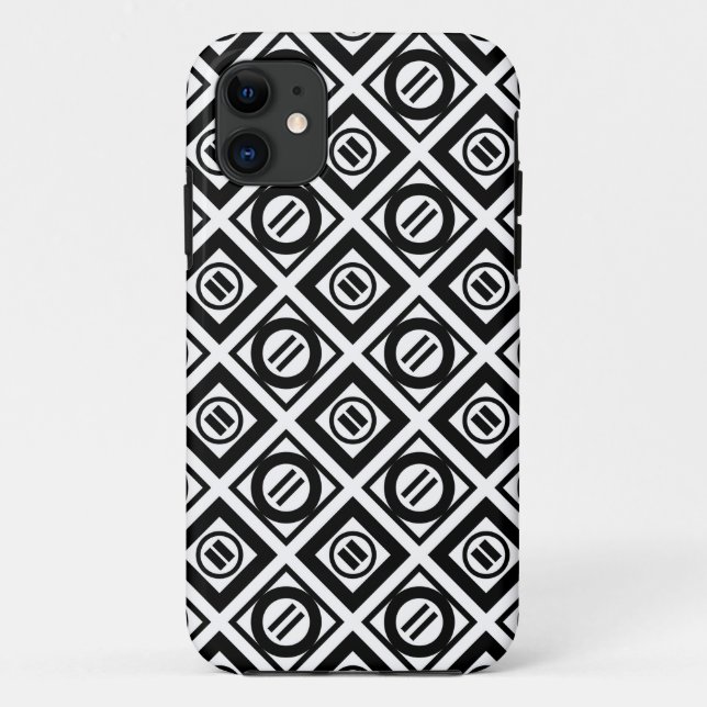 Black Equal Sign Geometric Pattern on White Case-Mate iPhone Case (Back)
