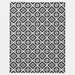 Black Equal Sign Geometric Pattern on White Fleece Blanket