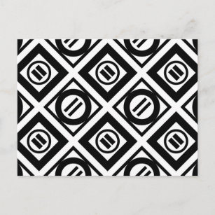 Black Equal Sign Geometric Pattern on White Postcard