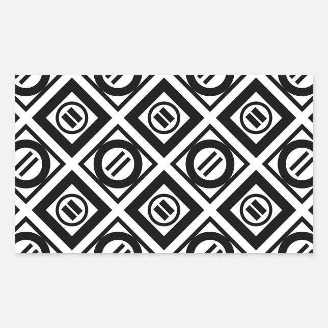 Black Equal Sign Geometric Pattern on White Rectangular Sticker (Front)