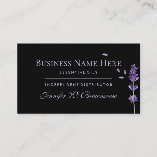 Black essential oils Lavender Business Card (Front)