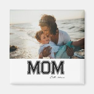 Black Est 'Mom' Birthday Mother's Day Photo Gift Magnet