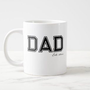 Black Established 'DAD' Birthday Father's Day Gift Large Coffee Mug