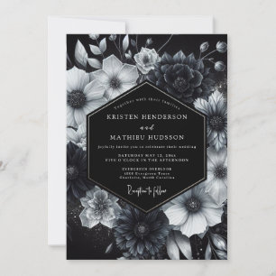 Black Ethereal Bloom Wedding Invitation