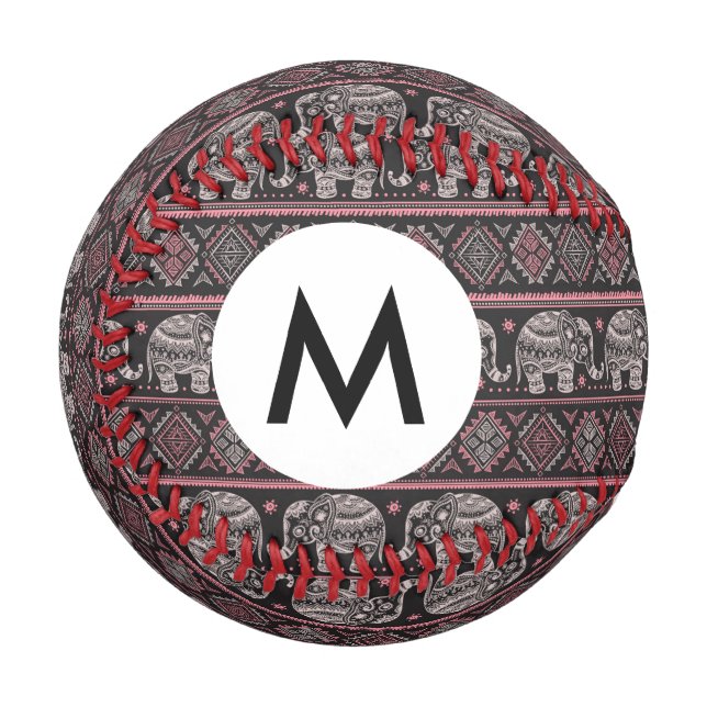 Black Ethnic Elephant Pattern Baseball (Front Left)