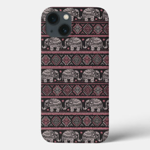 Black Ethnic Elephant Pattern iPhone 13 Case