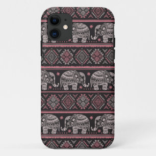 Black Ethnic Elephant Pattern iPhone 11 Case