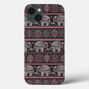 Black Ethnic Elephant Pattern iPhone 13 Case
