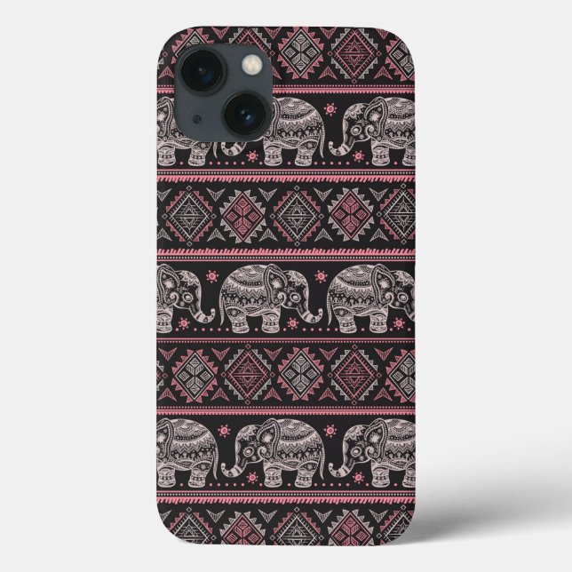 Black Ethnic Elephant Pattern Case-Mate iPhone Case (Back)