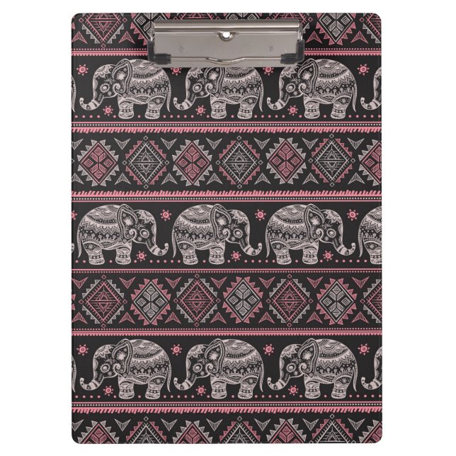 Black Ethnic Elephant Pattern Clipboard (Front)