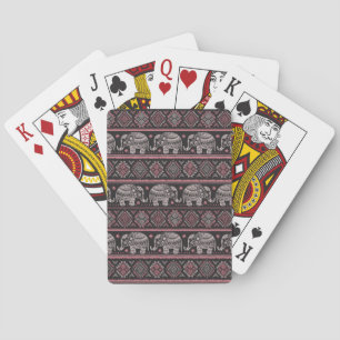 Black Ethnic Elephant Pattern Playing Cards
