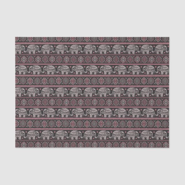 Black Ethnic Elephant Pattern Tissue Paper (Front)