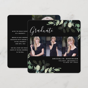 Black Eucalyptus 3 Photos Graduation Announcement