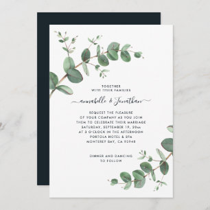 Black Eucalyptus botanical foliage modern Invitation