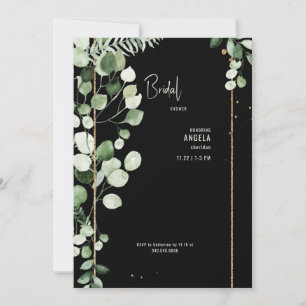 Black Eucalyptus Bridal Shower  Invitation