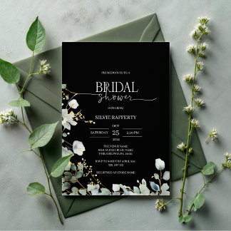 Black Eucalyptus Bridal Shower Invitation