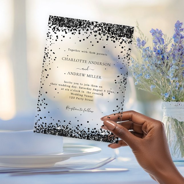 Black evening clear wedding  acrylic invitations (Creator Uploaded)