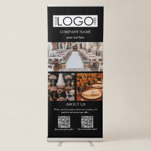 Black Event Planning Business 3 Photos 2 QR Codes Retractable Banner