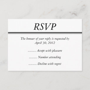 Black Event, Reply, Response or RSVP Card