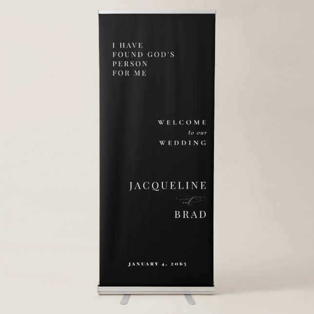 Black Ever Your Wedding Welcome Retractable Banner (Front)