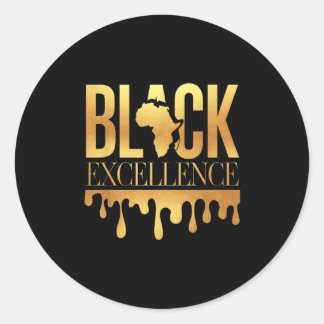 Black Excellence Black History Month Afro Motivati Classic Round Sticker