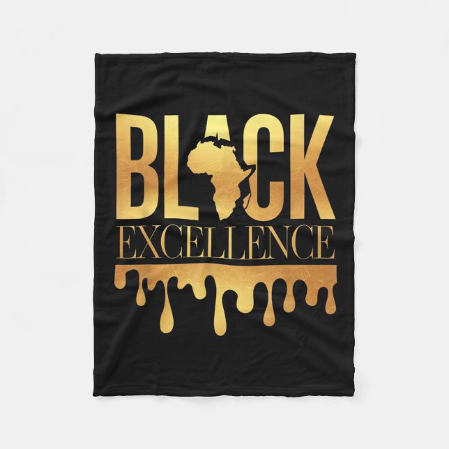 Black Excellence Black History Month Afro Motivati Fleece Blanket (Front)