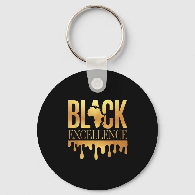 Black Excellence Black History Month Afro Motivati Key Ring (Front)