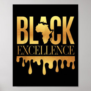 Black Excellence Black History Month Afro Motivati Poster