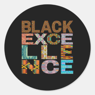 Black Excellence Kente Pattern Classic Round Sticker