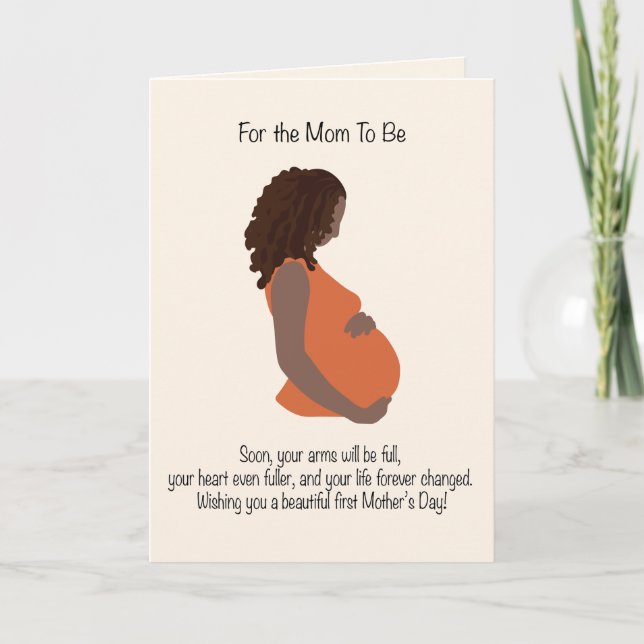 Black Expectant Mother's Day  Holiday Card (Front)