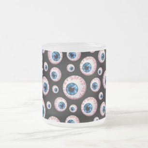 Black eyeball pattern frosted glass coffee mug