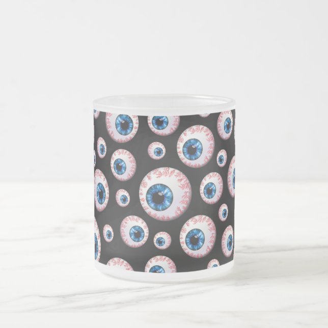 Black eyeball pattern frosted glass coffee mug (Center)