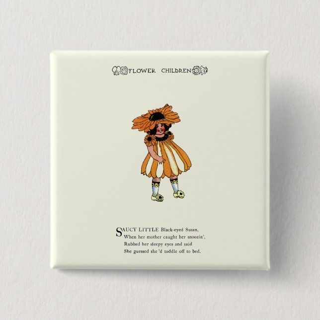 Black-Eyed Susan 15 Cm Square Badge (Front)