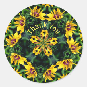 Black Eyed Susan Abstract Art Thank You  Classic Round Sticker