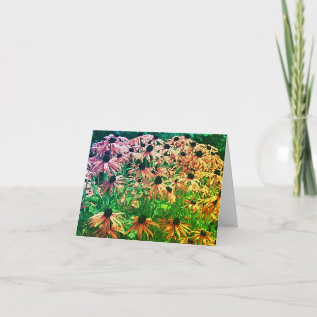 Black Eyed Susan Abstract Colours Note Card (Front)