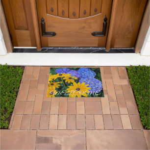 Black Eyed Susan and Blue Hydrangea Welcome Doormat