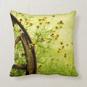 Black-Eyed Susan and Wagon Wheel Photo Cushion