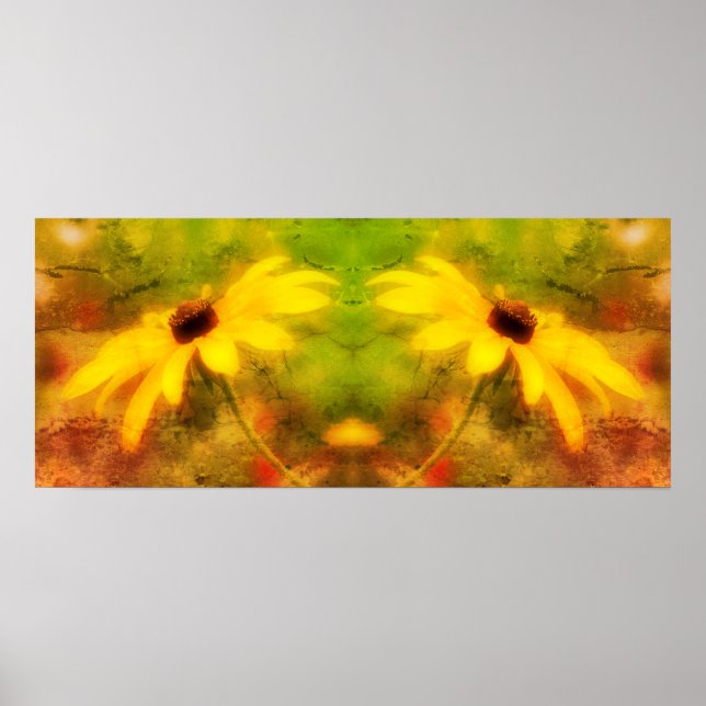 Black Eyed Susan Daisy Abstract Distressed Poster (Front)