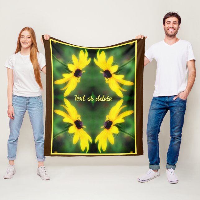 Black Eyed Susan Daisy Abstract Personalised Fleece Blanket (In Situ)