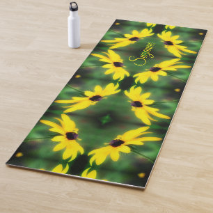 Black Eyed Susan Daisy Abstract Personalised Yoga Mat