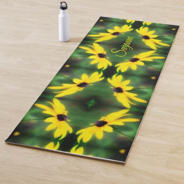 Black Eyed Susan Daisy Abstract Personalised Yoga Mat (In Situ)